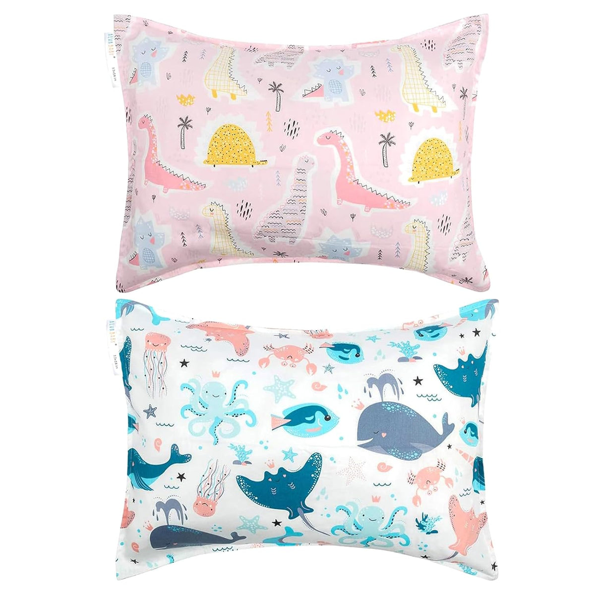 ALVABABY Toddler Pillowcases 2 Pack Organic Cotton Kids Pillow Cover Fit 13"x 18" or 12"x16"