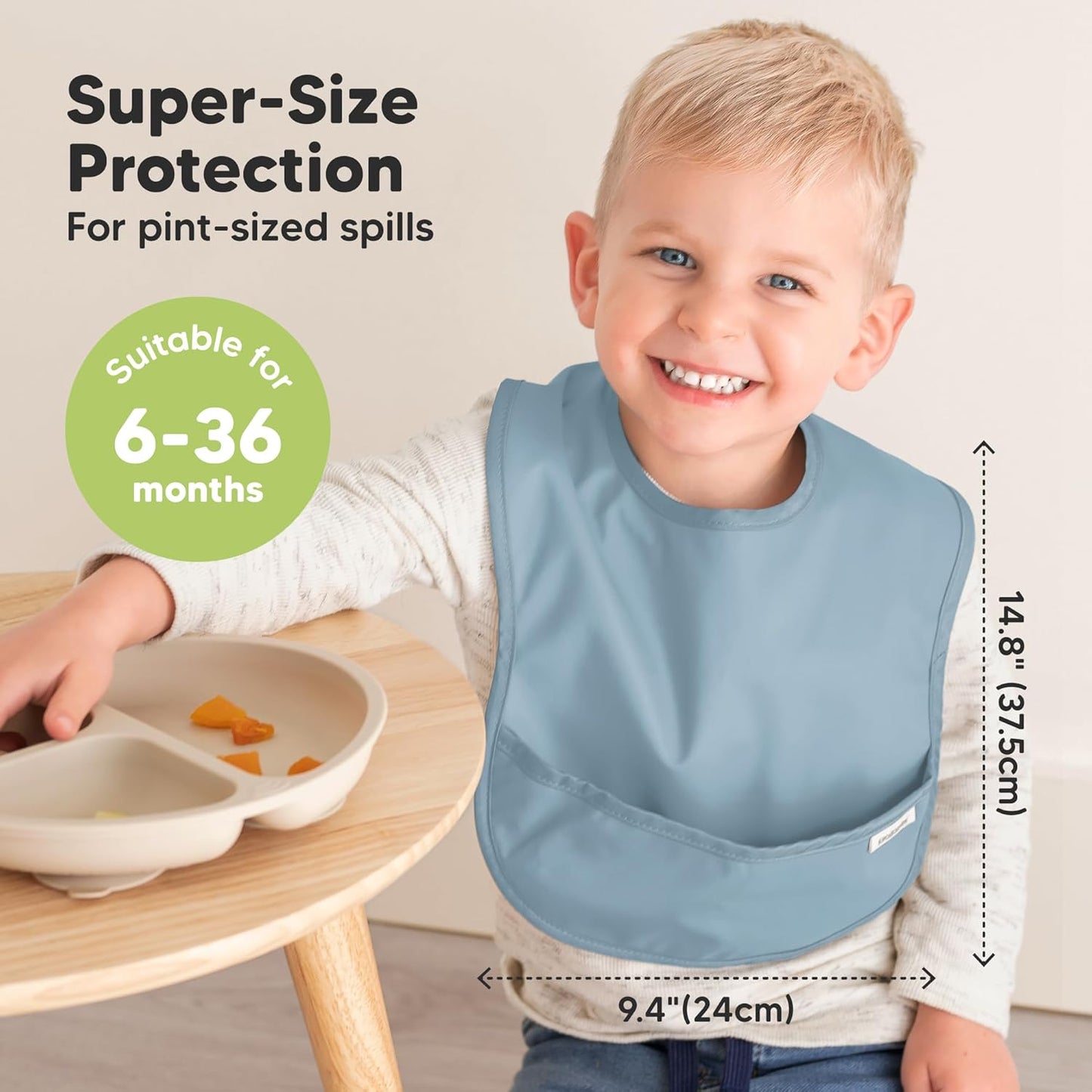 3-Pack Waterproof Baby Bibs for Eating - Lightweight Toddler Feeding Bibs with Large Food Catcher