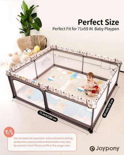 Baby Play Mat, 71x59 Inch Foldable Play Mats for Babies and Toddlers, Waterproof & Anti-Slip