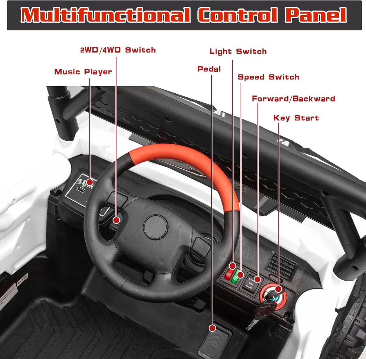 24V Ride On Car for Kids, 4x4 Kids Electric Car with Remote Control Off Road, Children Car with