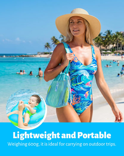 LAYCOL Baby Pool Float with Canopy UPF50+, 5 Point Safety Buckle No Flip Over, Inflatable Toddler
