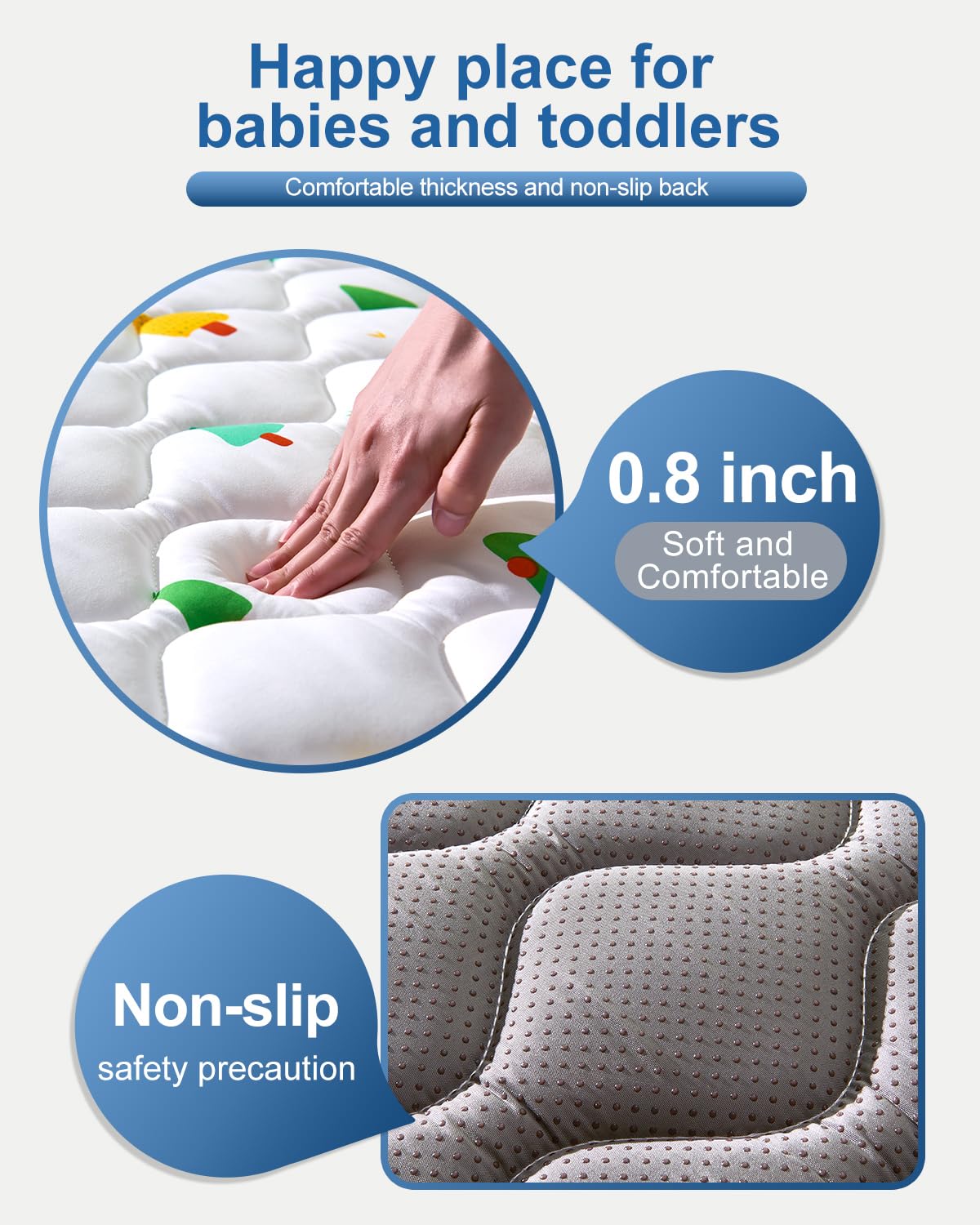Odorless Premium Foam Baby Play Mat 50" x 50", Soft Microfiber Fabric Crawling Mat for Floor