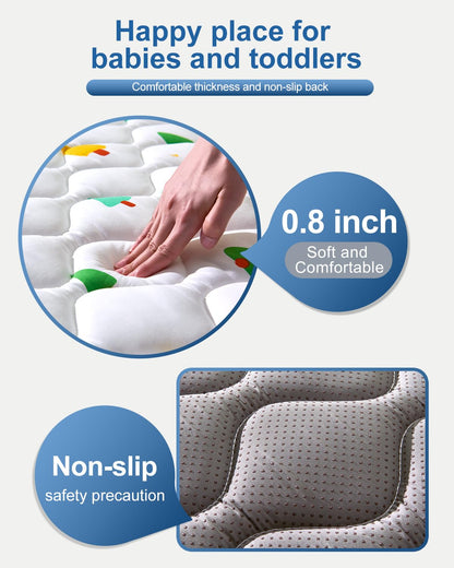 Odorless Premium Foam Baby Play Mat 50" x 50", Soft Microfiber Fabric Crawling Mat for Floor