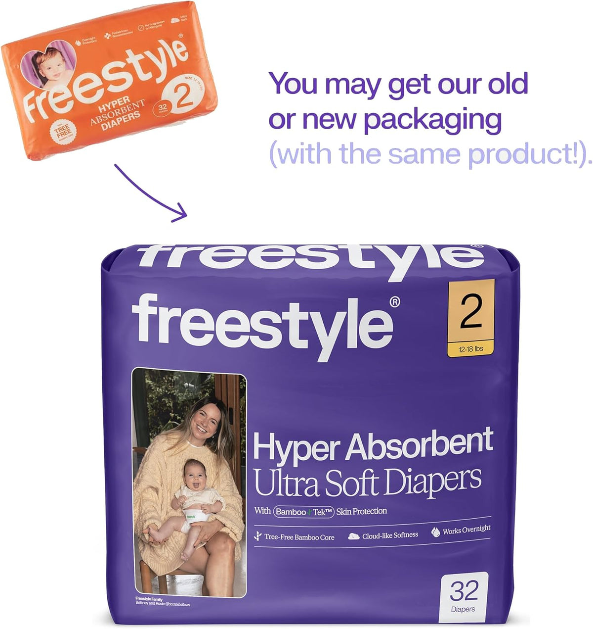 Freestyle Diapers – (Size 2) Hyper Absorbent & Non-Toxic – Disposable Diapers for Sensitive Skin