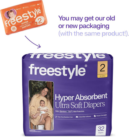 Freestyle Diapers – (Size 2) Hyper Absorbent & Non-Toxic – Disposable Diapers for Sensitive Skin