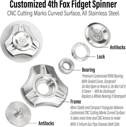 FREELOVE Metal Fidget Spinner, Stainless Steel Heavy, Long Spinning Toys, Cool Silent, Small Mini