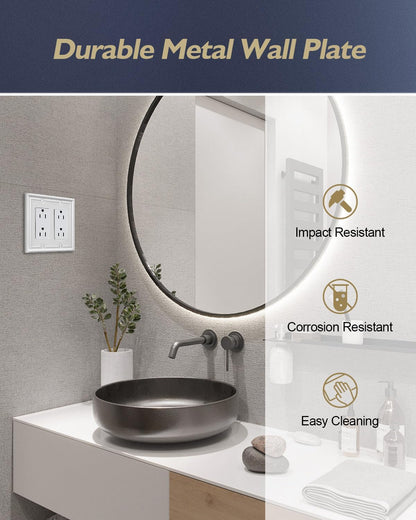2-Pack Double Decorator Wall Plate, Off White Outlet Cover Plate for GFCI Outlet, Receptacle