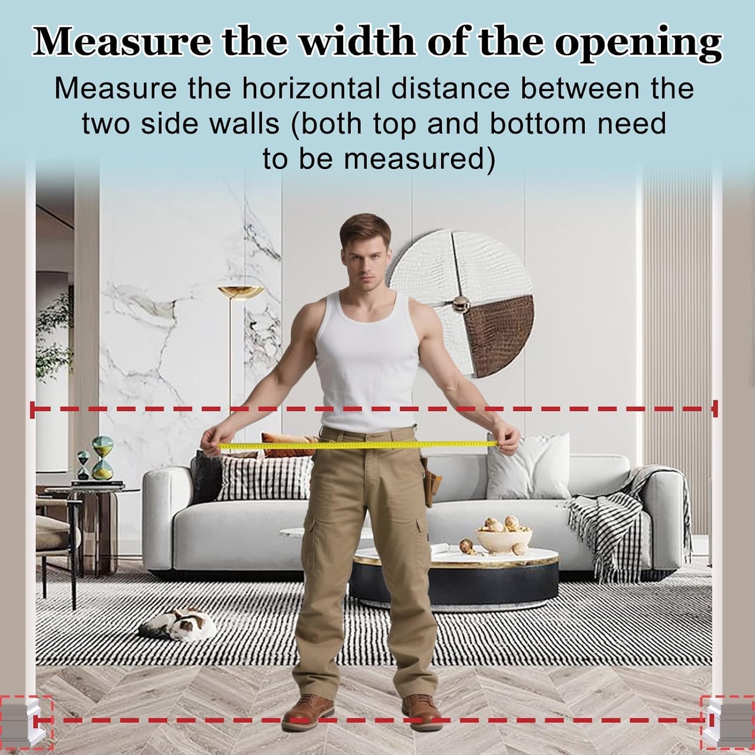 WAOWAO Triple Lock 49.21-66.54" Baby Gate Extra Wide Pressure Mounted Walk Through Swing Auto Close