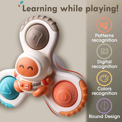 ALASOU 3PCS Pop Suction Cup Spinner Toys for 1 Year Old Boy Girl|Novelty Spinning Tops Toddler Toys