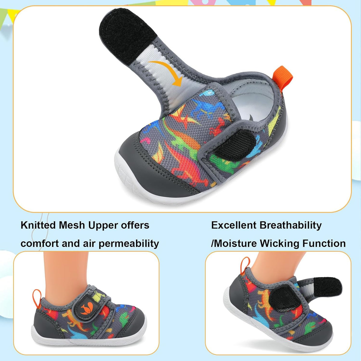 FEETCITY Baby First Walking Shoes Boys Girls Infant Sneakers Crib Shoes Breathable Lightweight Slip