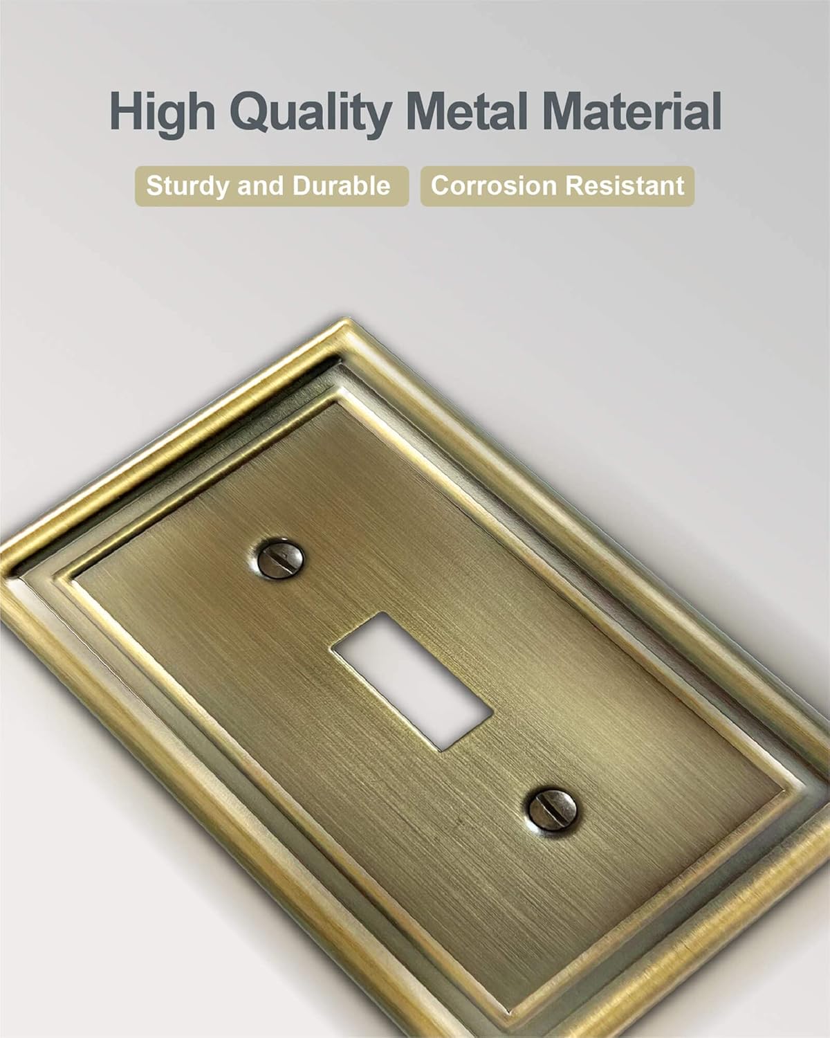 Antique Brass Light Switch Cover, Single Toggle Switch Plate Cover, Durable Metal Wall Plate
