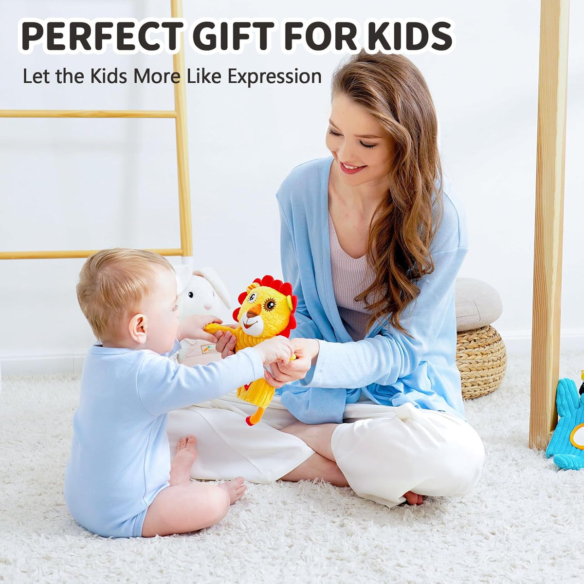 Jollybaby Hand Puppets Baby Toy 0-6-12 Months, Plush Stuffed Animal Hand Puppets Toys for