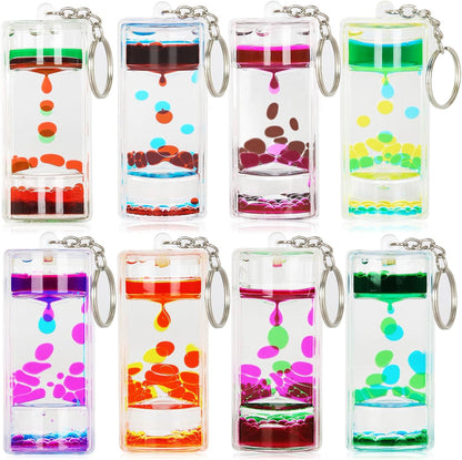 Dynamic Liquid Timers Key Chain Set, Colorful Motion Bubbler Timekeeper Key Chain, Liquid Hourglass
