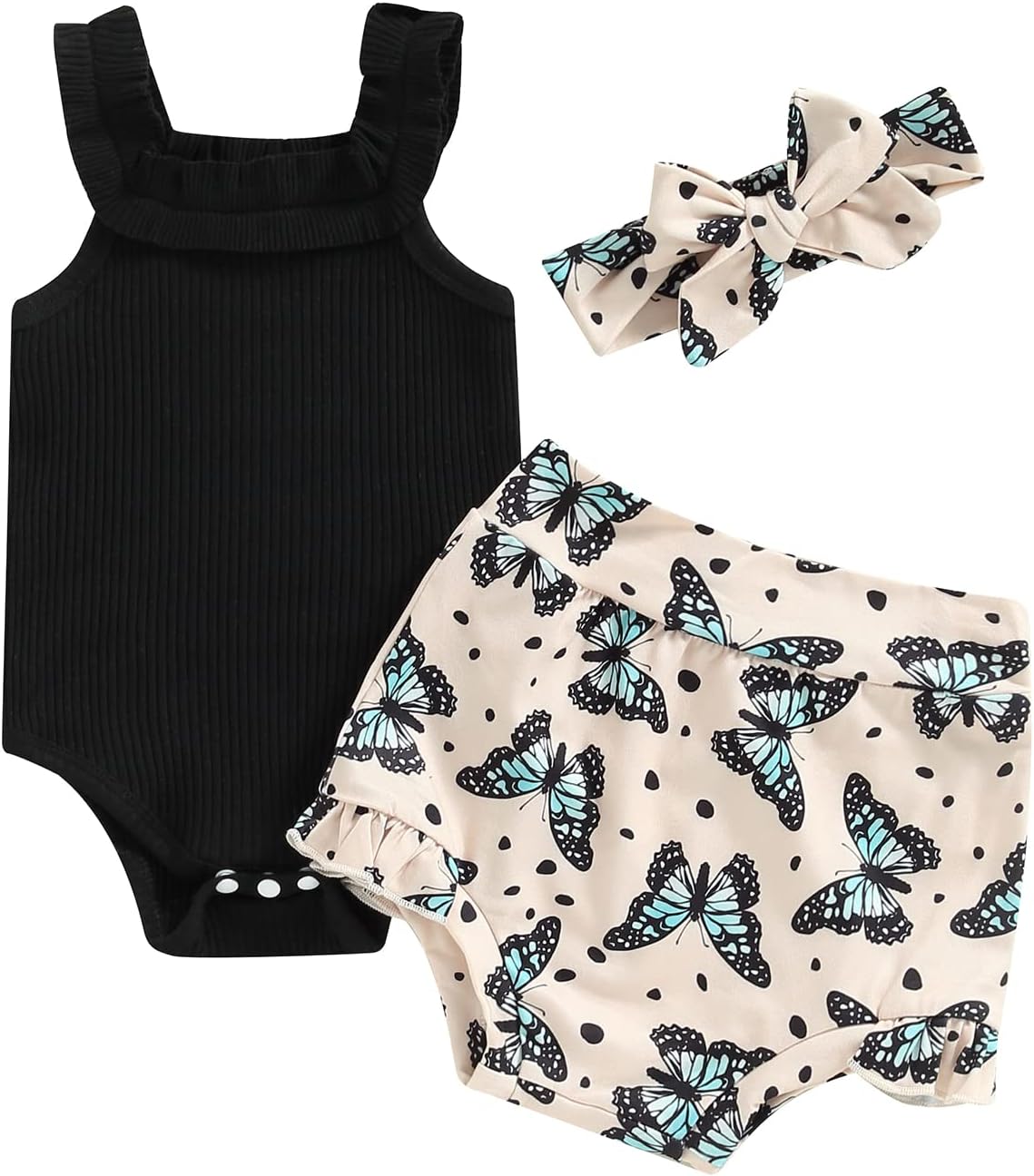 fhutpw Baby Girl Clothes Summer Cute Outfits 3 6 12 18 Months Spaghetti Strap Romper & Floarl