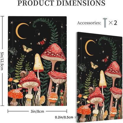 Moon Star Red Mushroom Forest Butterfly Green Plant Light Switch Cover Plate 1 Gang No Device Blank
