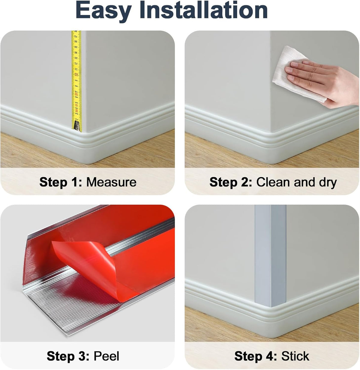 4PCS 45" Aluminum Metal Corner Protectors, Self Adhesive Corner Guards, Metal Wall Edge Protector