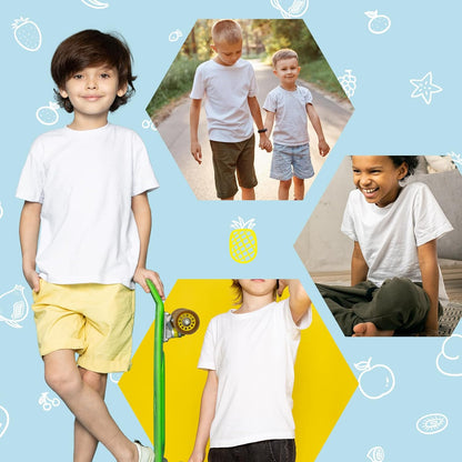 4 Pack Toddler Blank Sublimation T-Shirt,Modal Crew Neck Short Sleeve, T-Shirt for Kids Baby