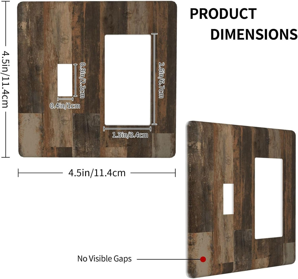 Rustic Brown Wood Grain Dark Oak Outlet Covers 1 Toggle 1 Rocker Combination Decorative Wall Plate