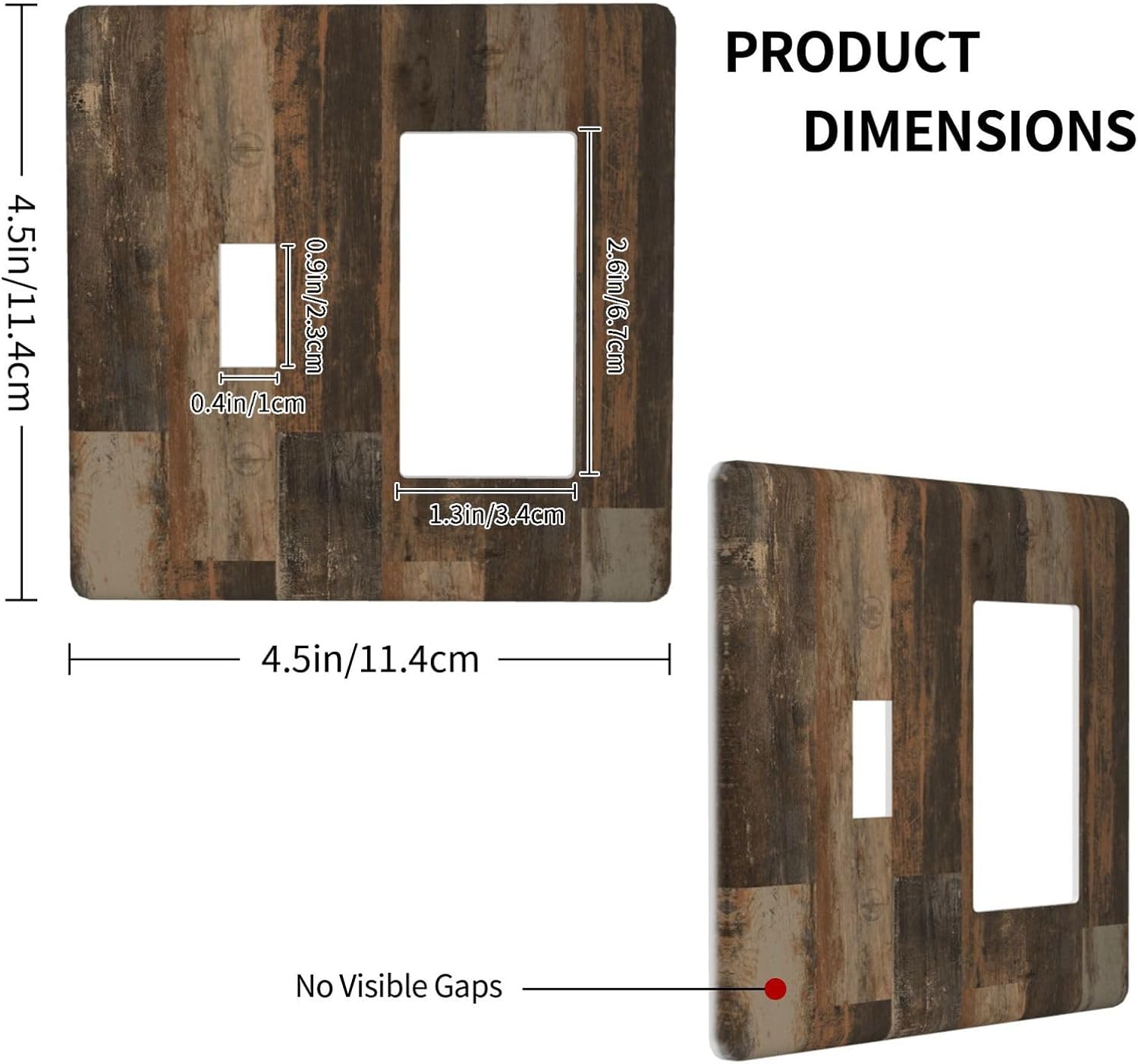Rustic Brown Wood Grain Dark Oak Outlet Covers 1 Toggle 1 Rocker Combination Decorative Wall Plate