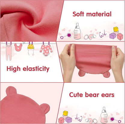 Geyoga 6 Pieces Newborn Baby Hat Bear Ears Infant Caps Baby Boy Girl Toddler Hats Infant Beanie
