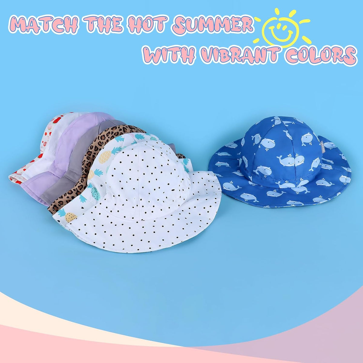 UPF 50+ Baby Bucket Hat - Wide Brim Sun Protection Beach Cap for Girls - Cute & Adjustable Toddler