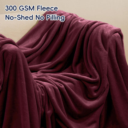 PHF Ultra Soft Fleece Blanket Queen Size, No Shed No Pilling Luxury Plush Cozy 300GSM Lightweight