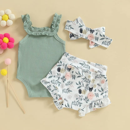 fhutpw Baby Girl Clothes Summer Cute Outfits 3 6 12 18 Months Spaghetti Strap Romper & Floarl