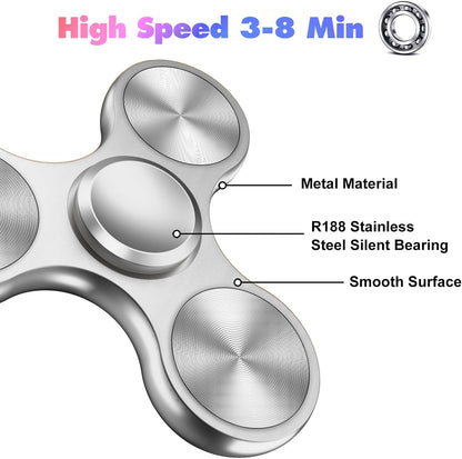 Fidget Spinners Toy, 3-8 Min Spins Time Stainless Steel Bearing Metal Fidget Spinner, EDC ADHD