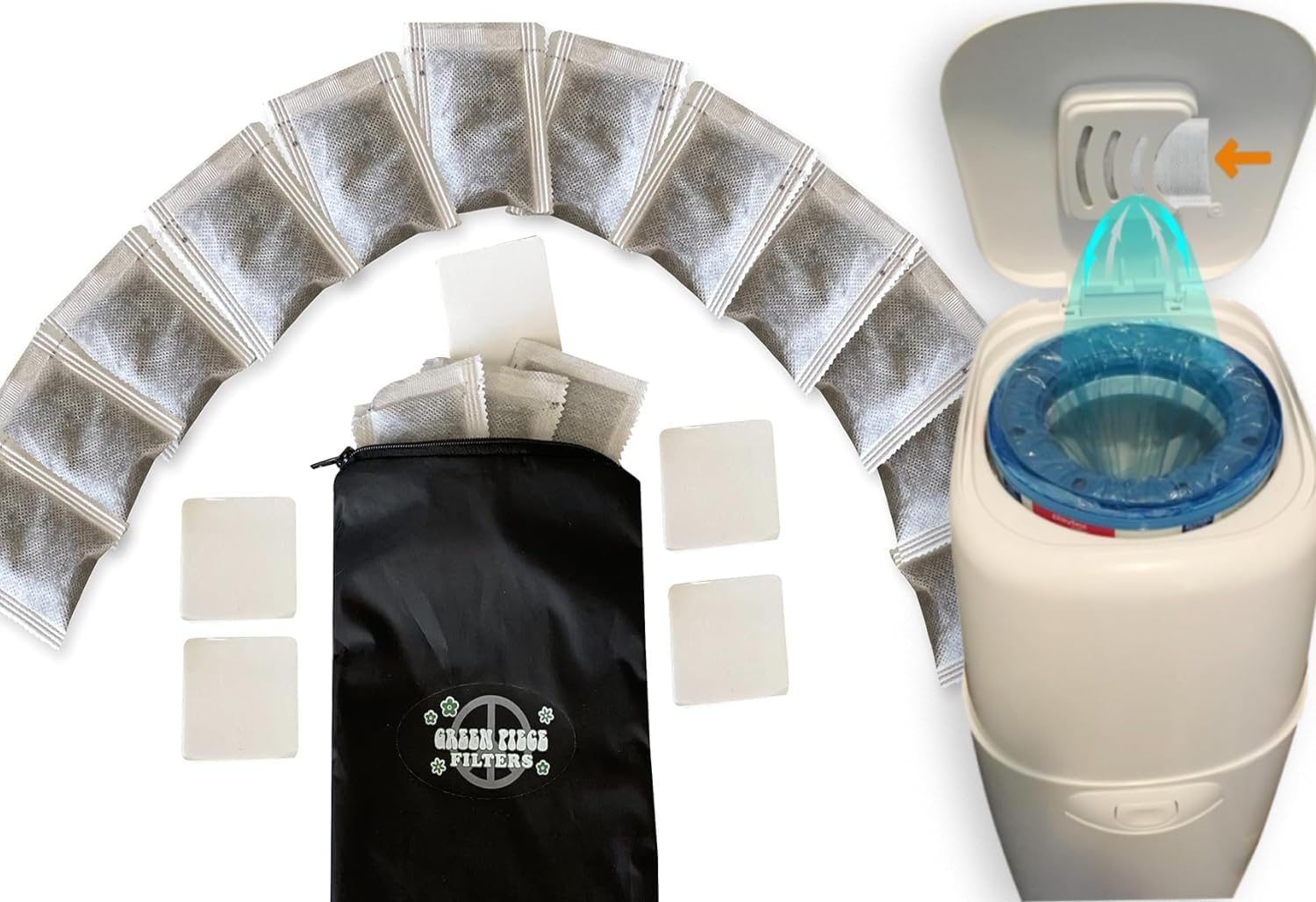 Green Piece® Pack of All Natural Baby Diaper Pail Deodorizer Activated Charcoal Air Purifier (15