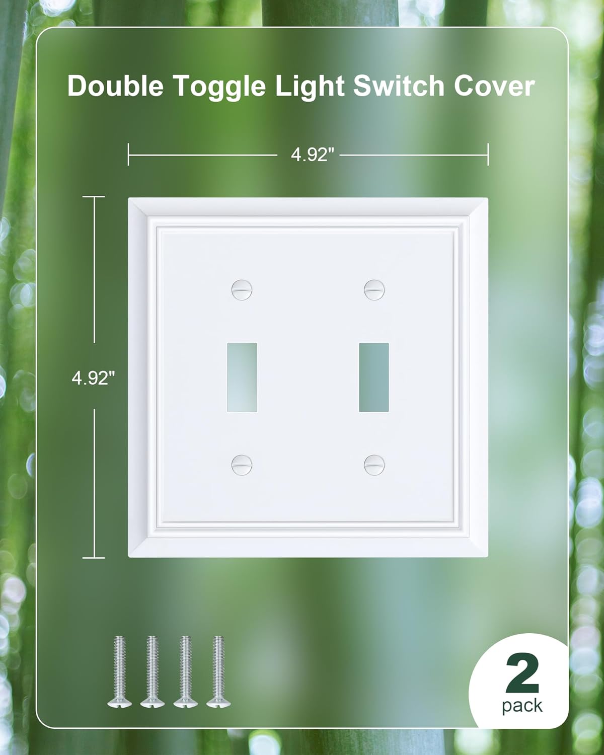 2-Pack Double Toggle Light Switch Cover Plate, Durable Natural Bamboo Fiber Decorative Switch Plate