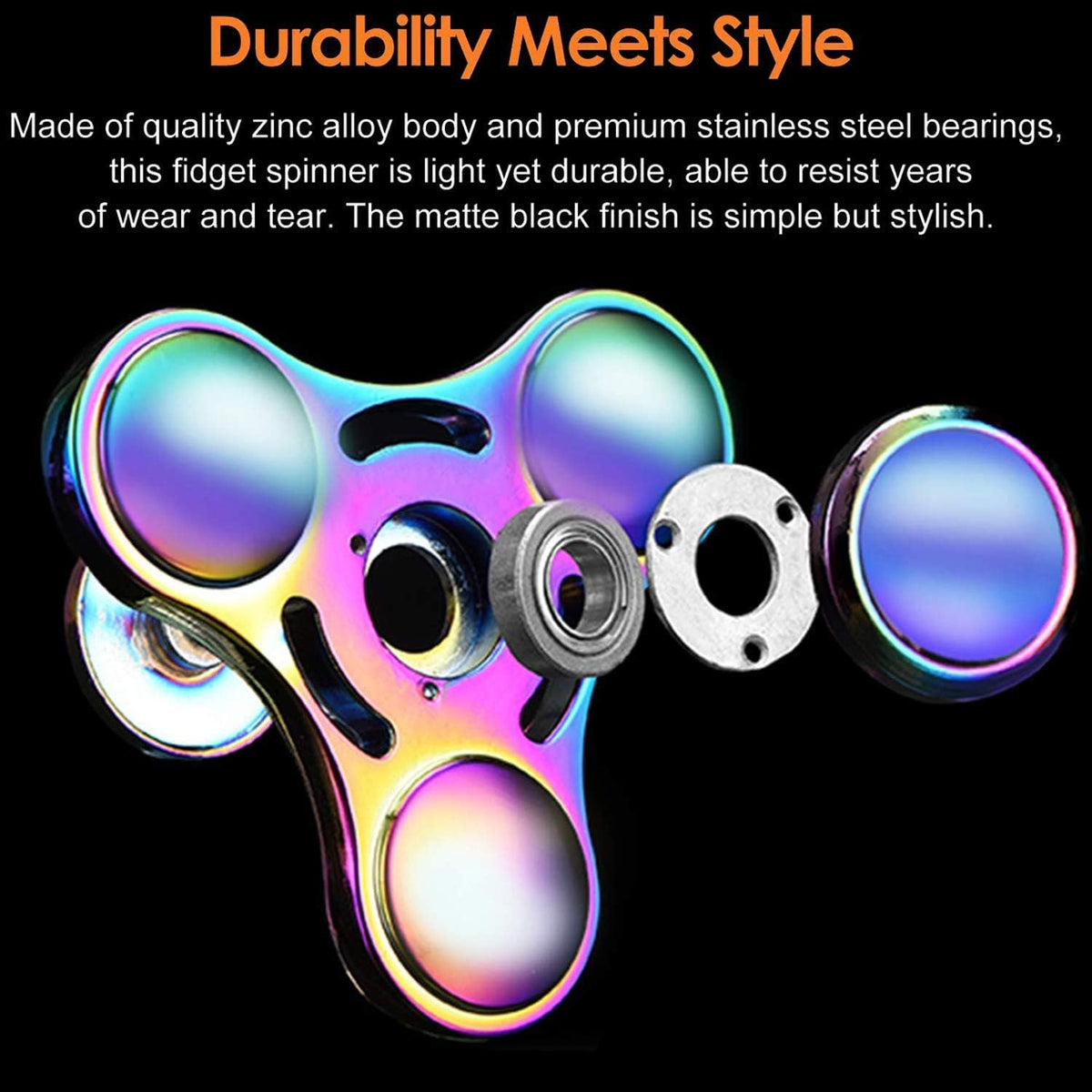 Cool Fidget Spinners Toy Metal for Kids Adults, Steel Fidgit Finger Hand Spinner Desk Toys Gifts