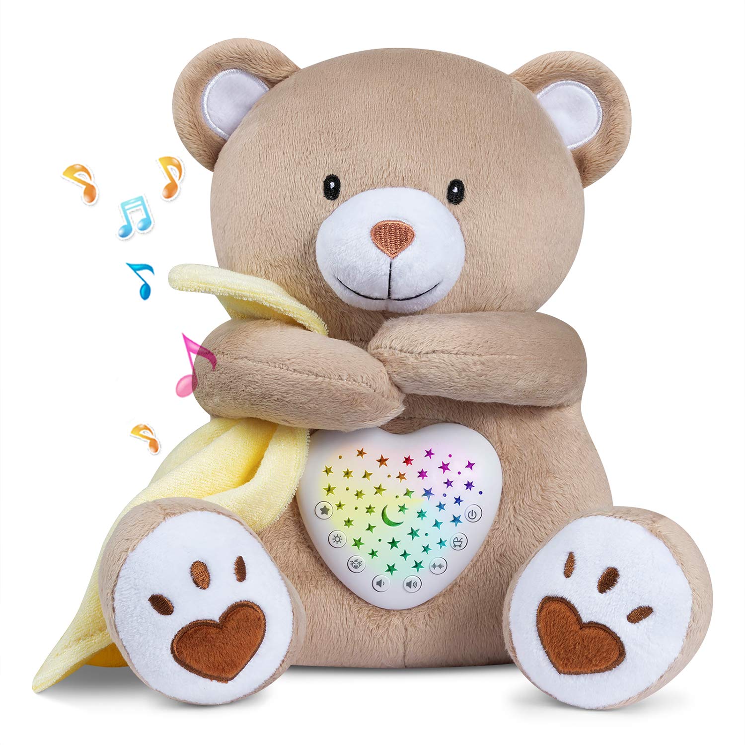 BEREST Rechargeable Baby Sleep Soother Bear, Mom's Heartbeat & Lullabies, White Noise Sound
