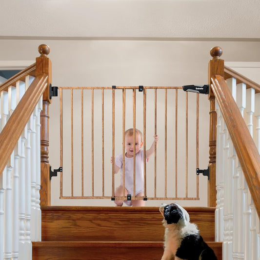 Babelio 26-43" No Bottom Bar Baby Gate for Babies, Elders and Pets, 2-in-1 Hardware Mount Dog Gate