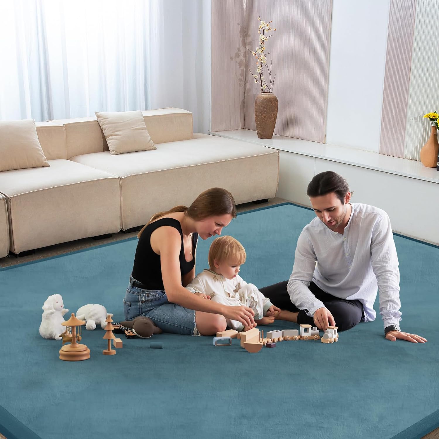 Baby Play Mat 1.2" Thick Memory Foam Nursery Rug Area Rug, 9’2” X 6’7” Yoga Mat Playmat Crawling