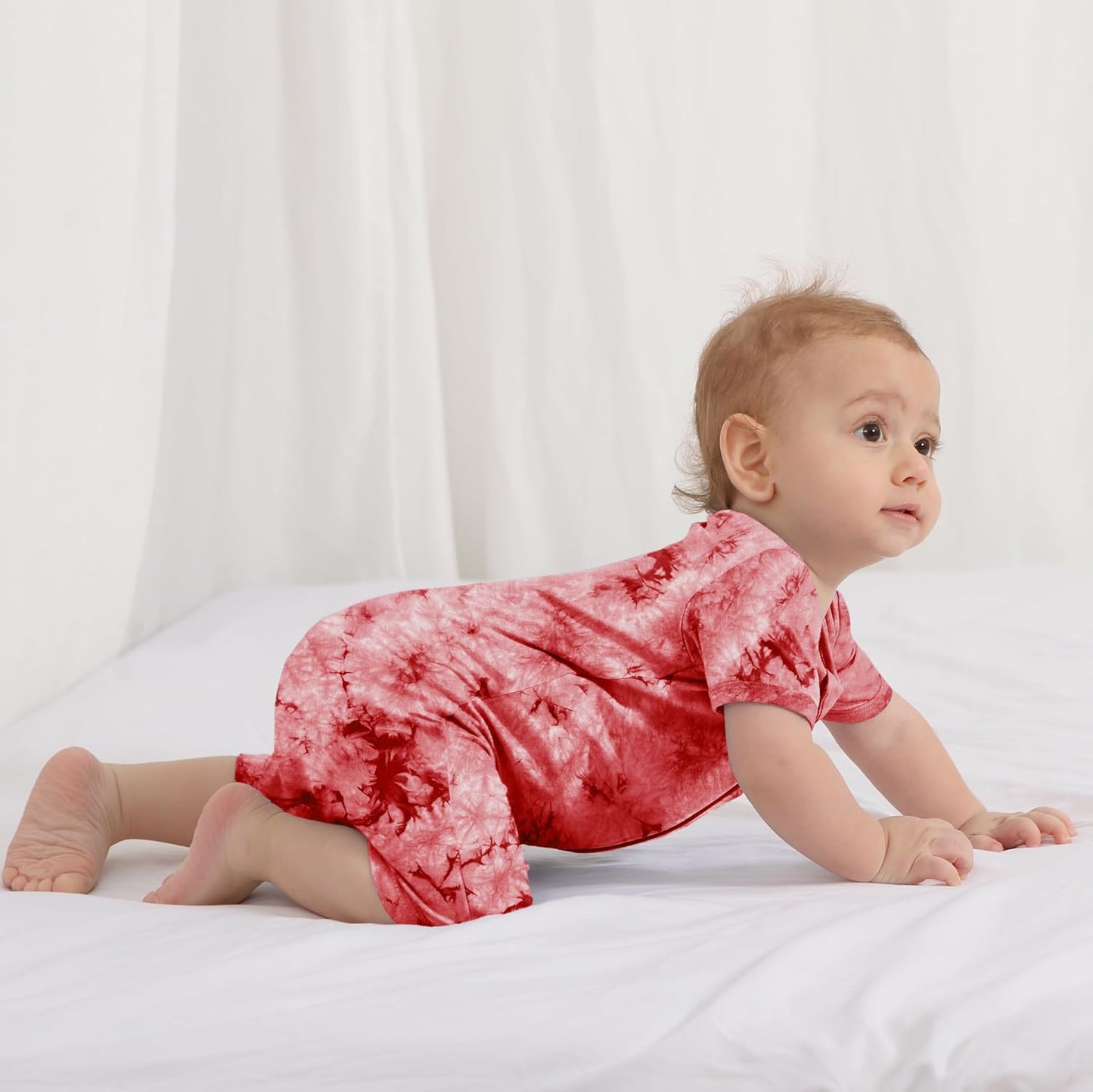 Jimonda Baby Girl Boys Rayon From Bamboo Pajamas 3 Pack Short Sleeve Footless Romper 2 Way Zipper