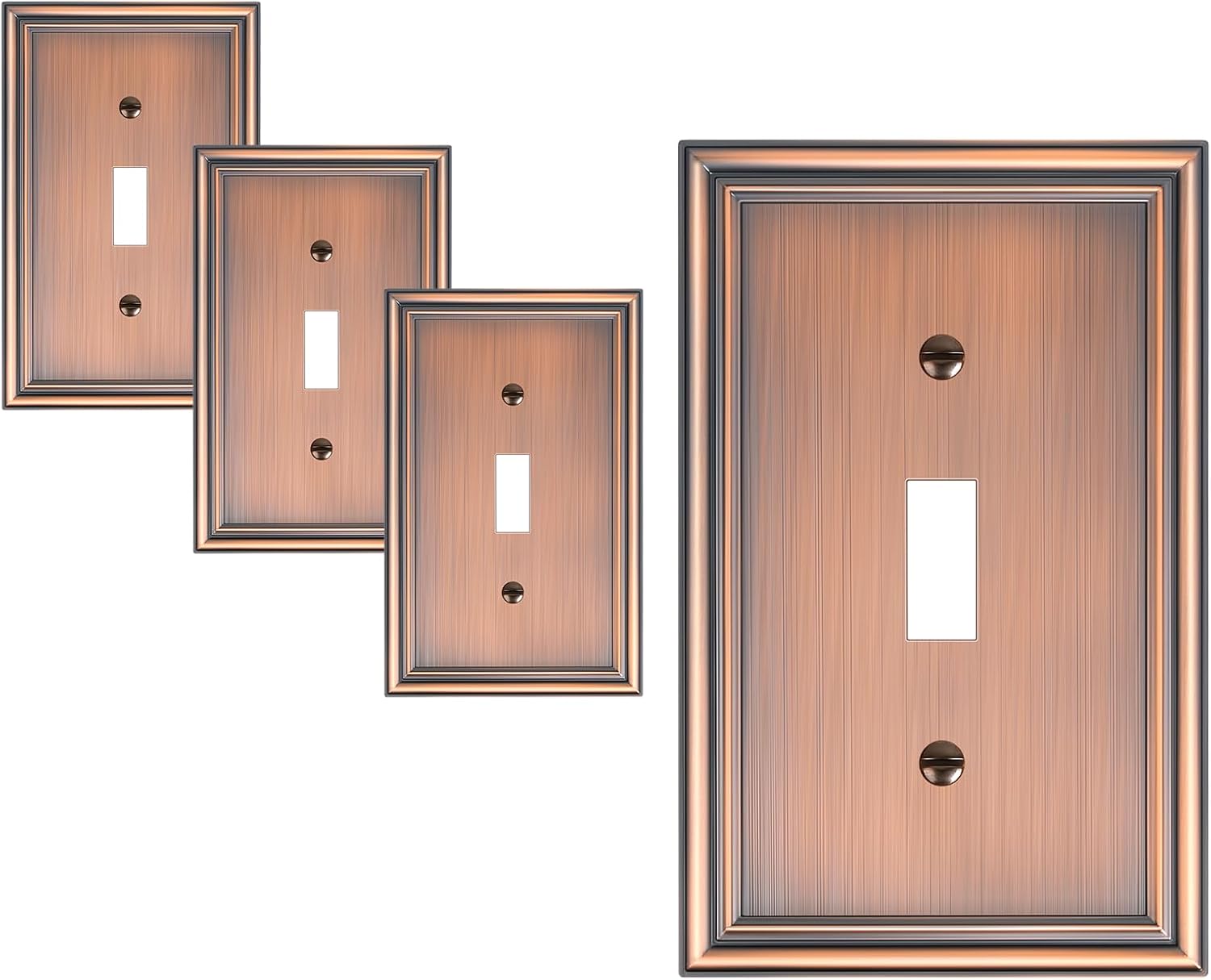 4-Pack Single Toggle Light Switch Cover Plate, Durable Solid Zinc Alloy Decorative Switch Plate