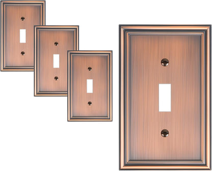 4-Pack Single Toggle Light Switch Cover Plate, Durable Solid Zinc Alloy Decorative Switch Plate