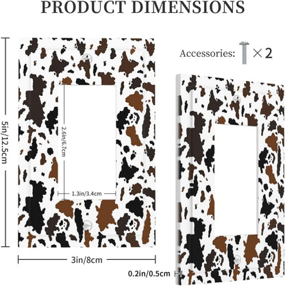 Decorative Outlet Covers Rustic Cowhide Highland Cow Milk Cow 1 Gang Single Rocker Light Switch