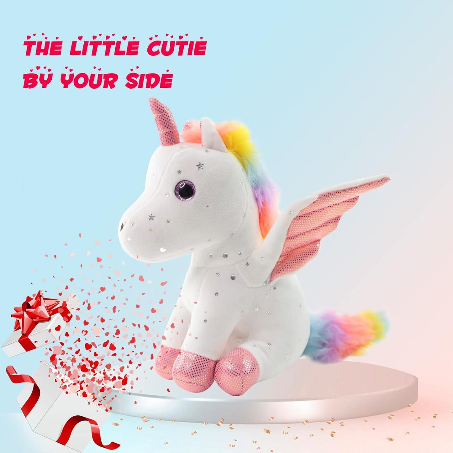 Sew Butiful 8" Unicorn Stuffed Animal - Cute Plush Toy Gift for 3-8 Years Old Girls, Soft Birthday