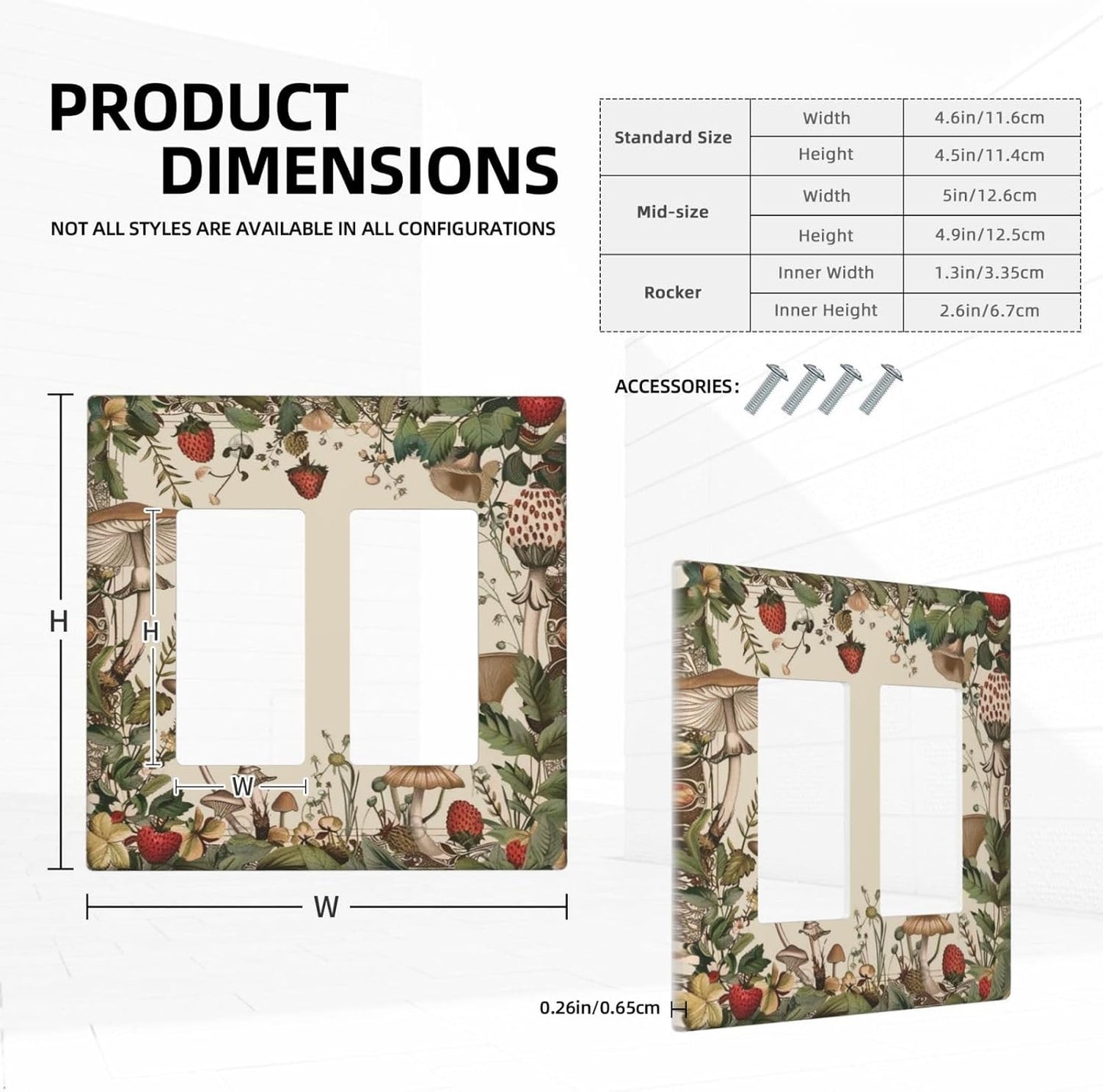 Decorative Outlet Covers Rustic Mushroom Garden Red Strawberry 2 Gang Wall Plate Double Rocker Two