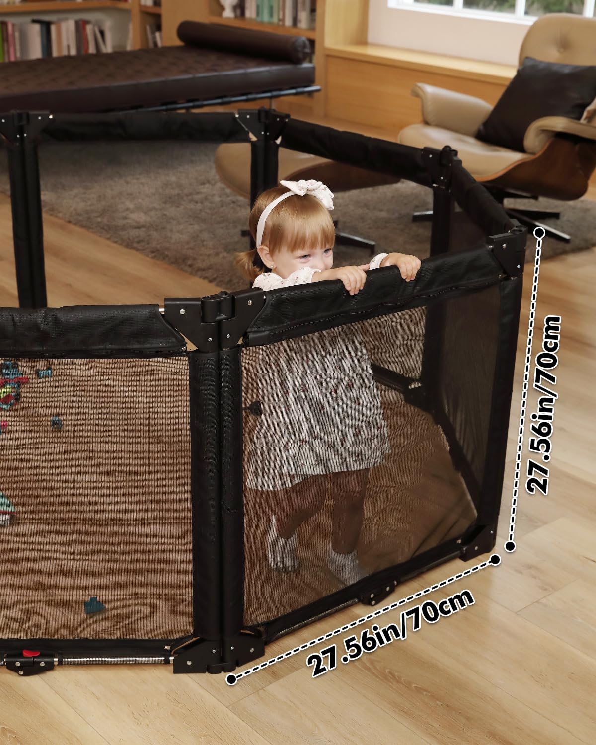 Extra Wide Baby Gate Playpen with Heat-Resistant Mesh,8 Panel Foldable Baby Fence,Indoor/Outdoor