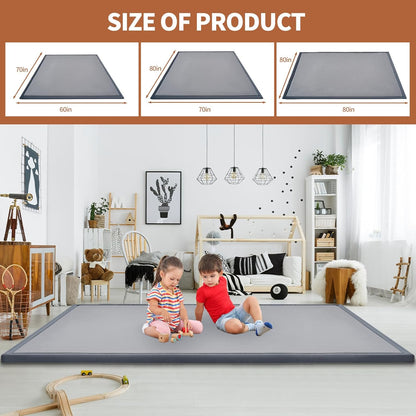 Baby Play Mat for Floor - 1.4" Thick Memory Foam Rug, 70"x59" Playpen Tummy Time Mat, Soft Velvet