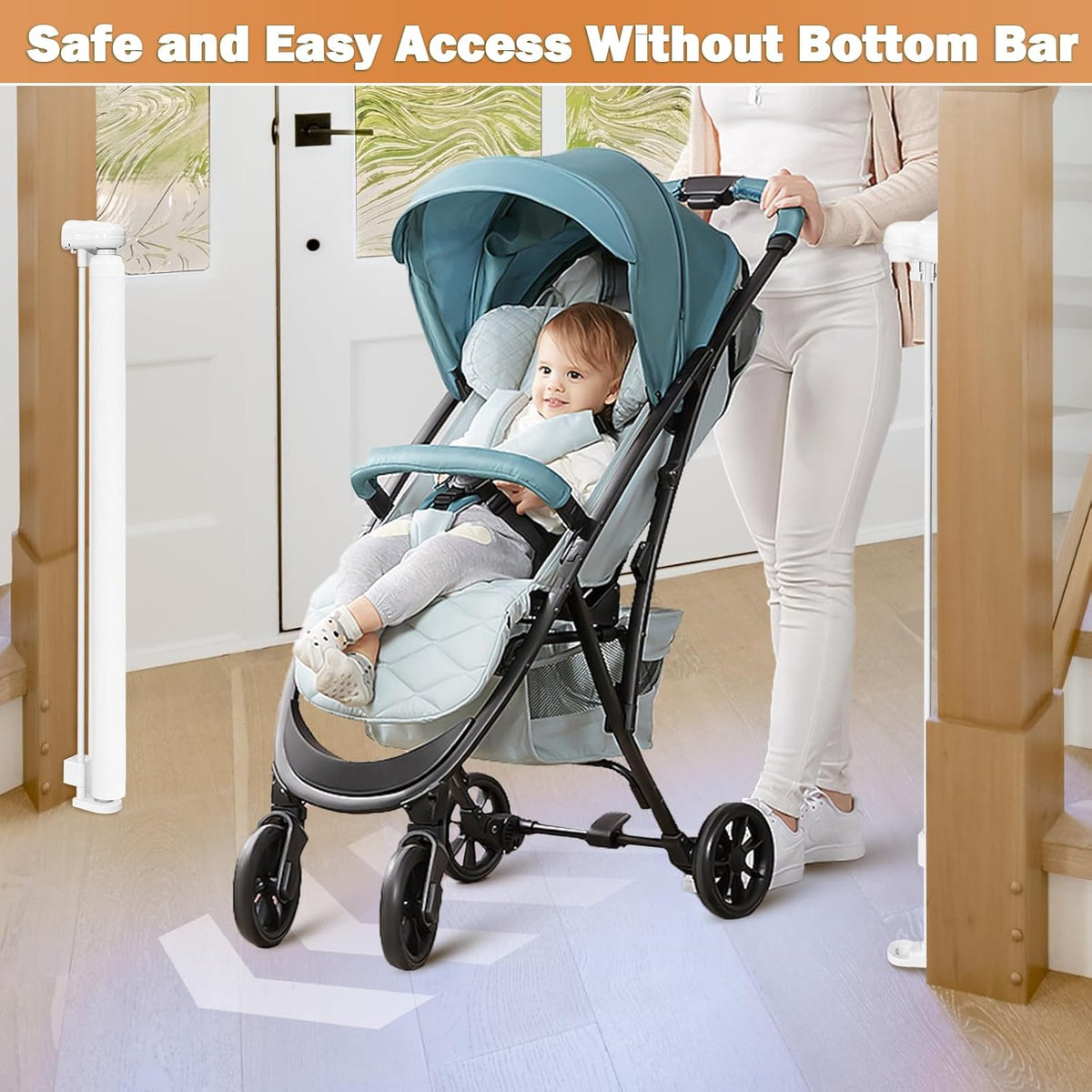 Retractable Baby Gates Dog Gate for Stairs, 55" Wide Mesh Baby Gate Pet Gate for The House, 34"