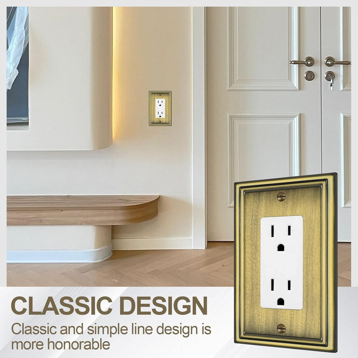 6 Pack Single Decorator Switch Covers Wall Plate, Antique Brass Decorative Rocker Switch Plates
