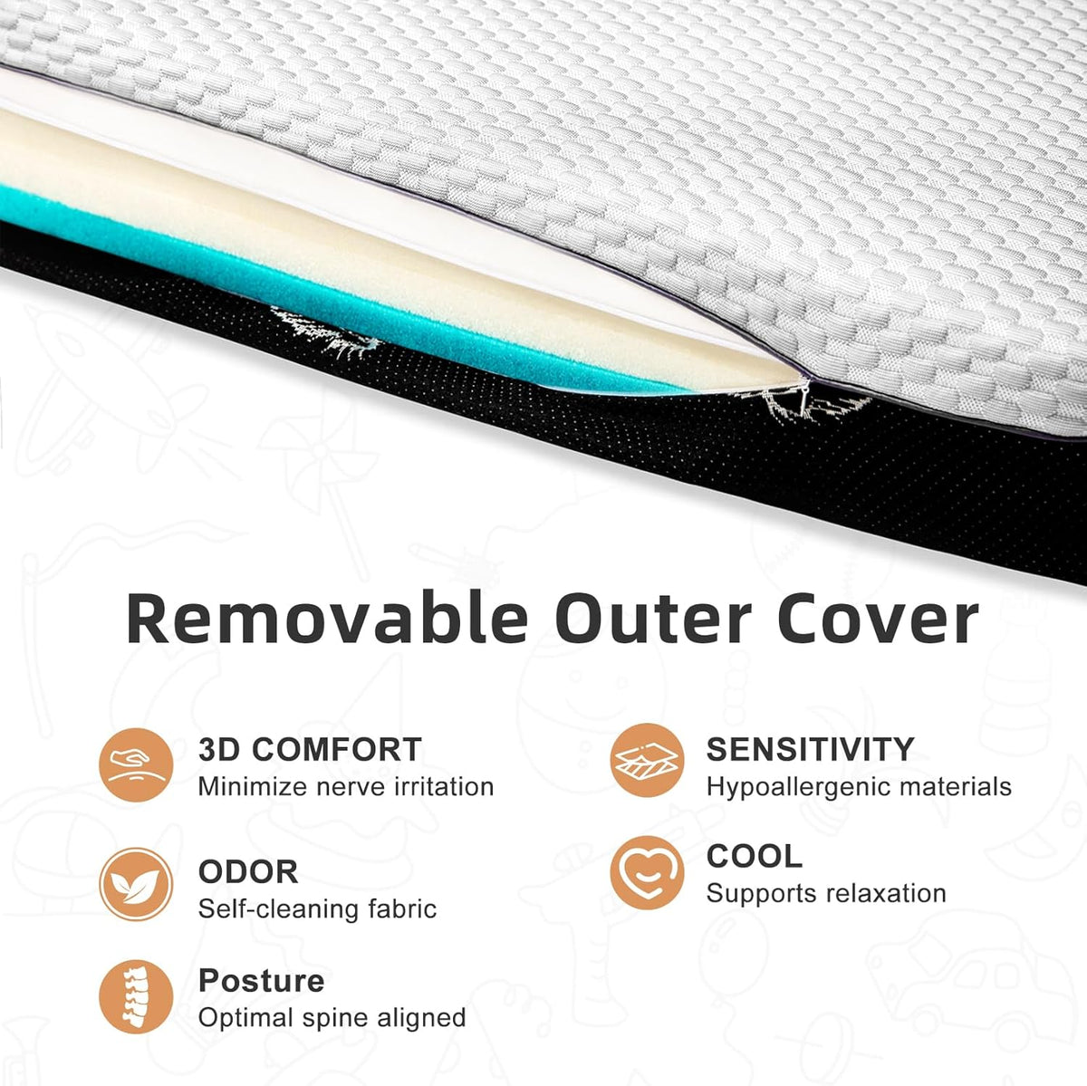 Crib Mattress, 52 x 27 Dual-Sided Comfort Baby and Toddler Mattress with Memory Foam, Waterproof