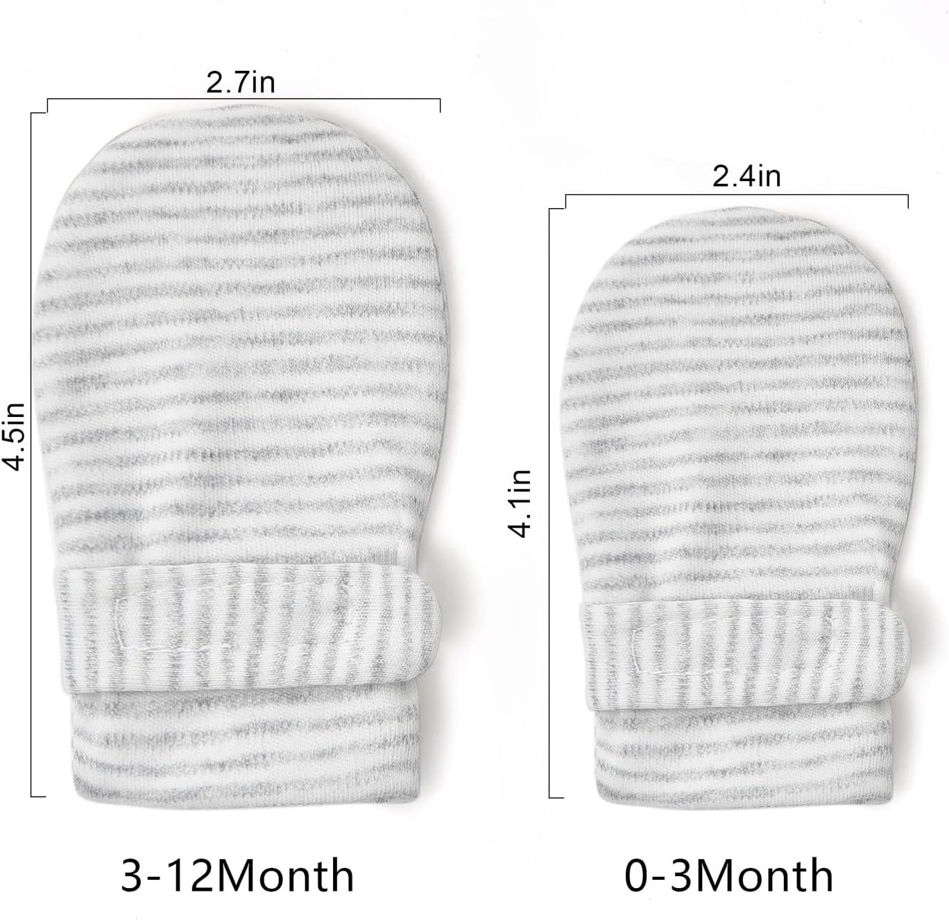 Newborn Baby No Scratch Mittens Stay On, 100% Cotton Breathable, Adjustable Infant Gloves for Baby