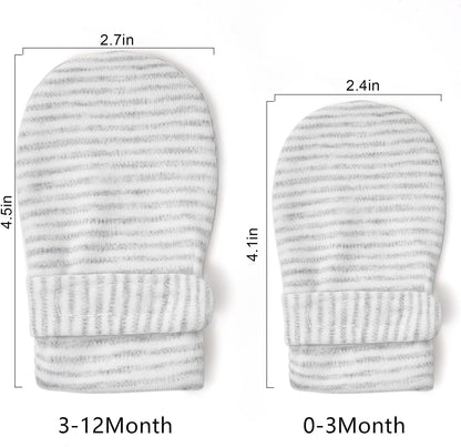 Newborn Baby No Scratch Mittens Stay On, 100% Cotton Breathable, Adjustable Infant Gloves for Baby