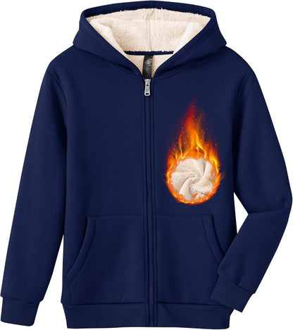 MoFiz Kids Fleece Jackets Sherpa Lined Hoodie Jacket Hooded Zip up Sweatshirt Coats for Boys Girls