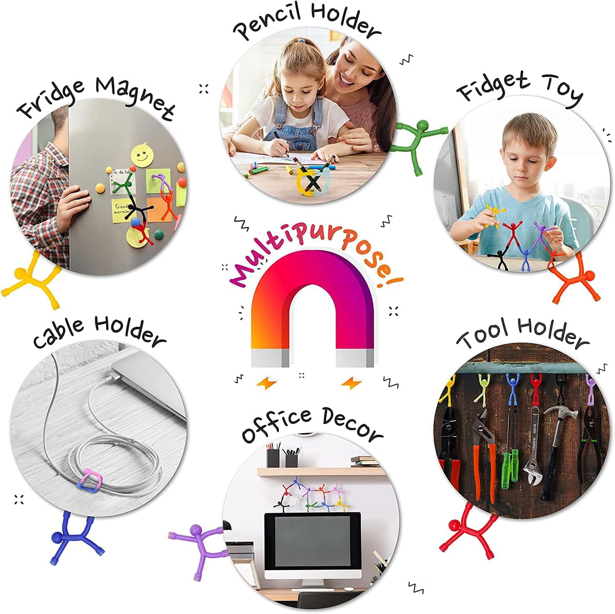 MAGMEN Classic Magnetic Fidget Toy Figures for Kids 3-8, Toddlers & Boys Girls | 10-Piece Solid Set
