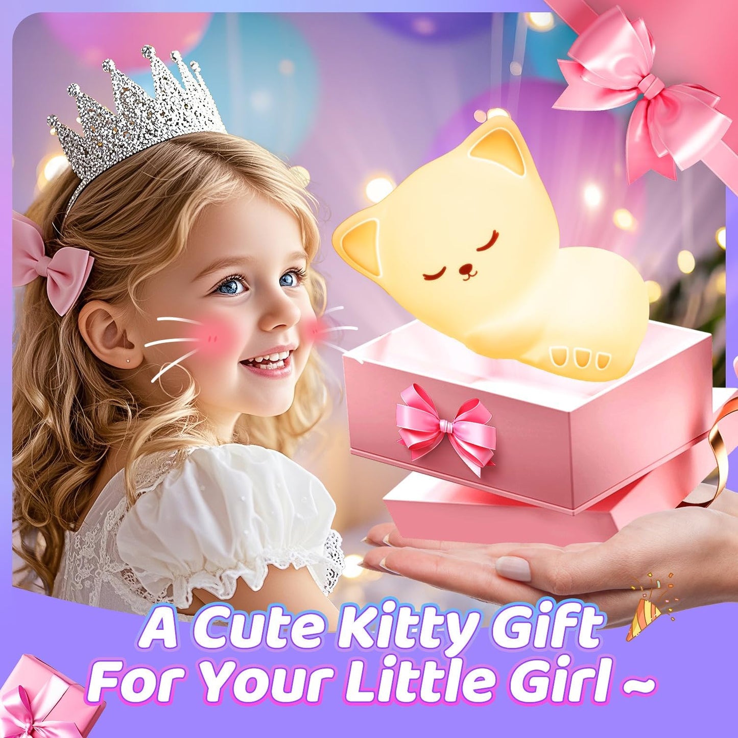 One Fire Cat Gifts Cat Decor, 16 Colors & Remote Control Silicone Cat Night Light Cat Toys